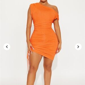 Fashion Nova Orange Ruched Mini Dress – XS